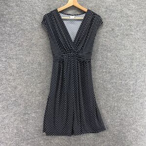 Motherhood Dress Women M Medium Black Polka Dot Sheath Midi V-Neck Sleeveless